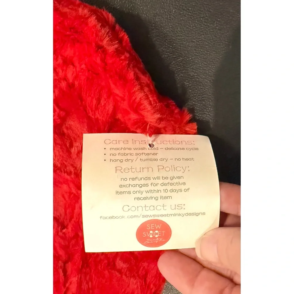 Sew Sweet Minky Designs Travel Neck Pillow Cover Red Plush Soft Luxury Cozy NEW